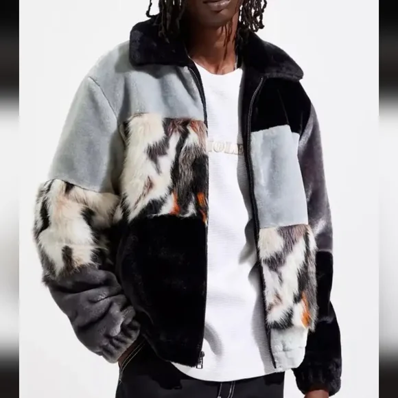 UO Blocked Faux Fur Jacket Bomber Jacket - Picture 15 of 15